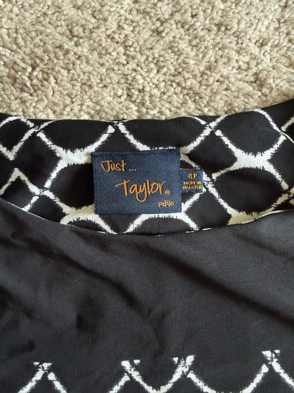 Taylor Black & White Geometric Tie-Waist Midi Dress - Picture 7 of 7